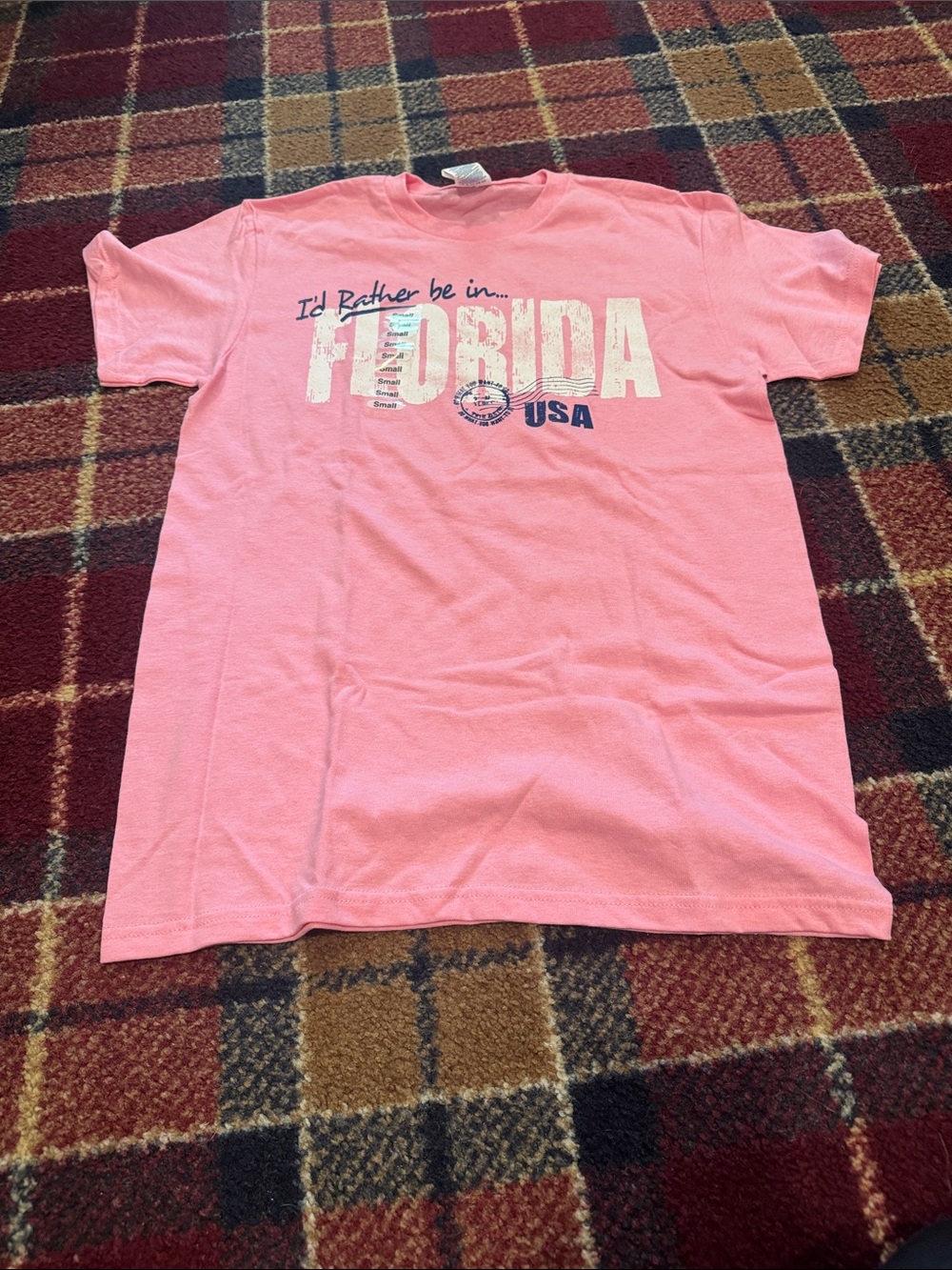 Ladies size S Pink "I'd Rather Be in Florida USA" Graphic Tee